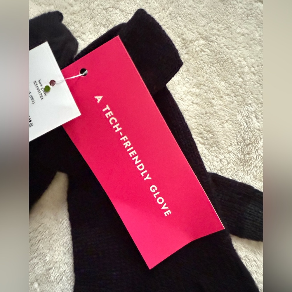 NWT Kate Spade Women's Bow Gloves Touchscreen Black Knit (One Size). - Picture 4 of 5